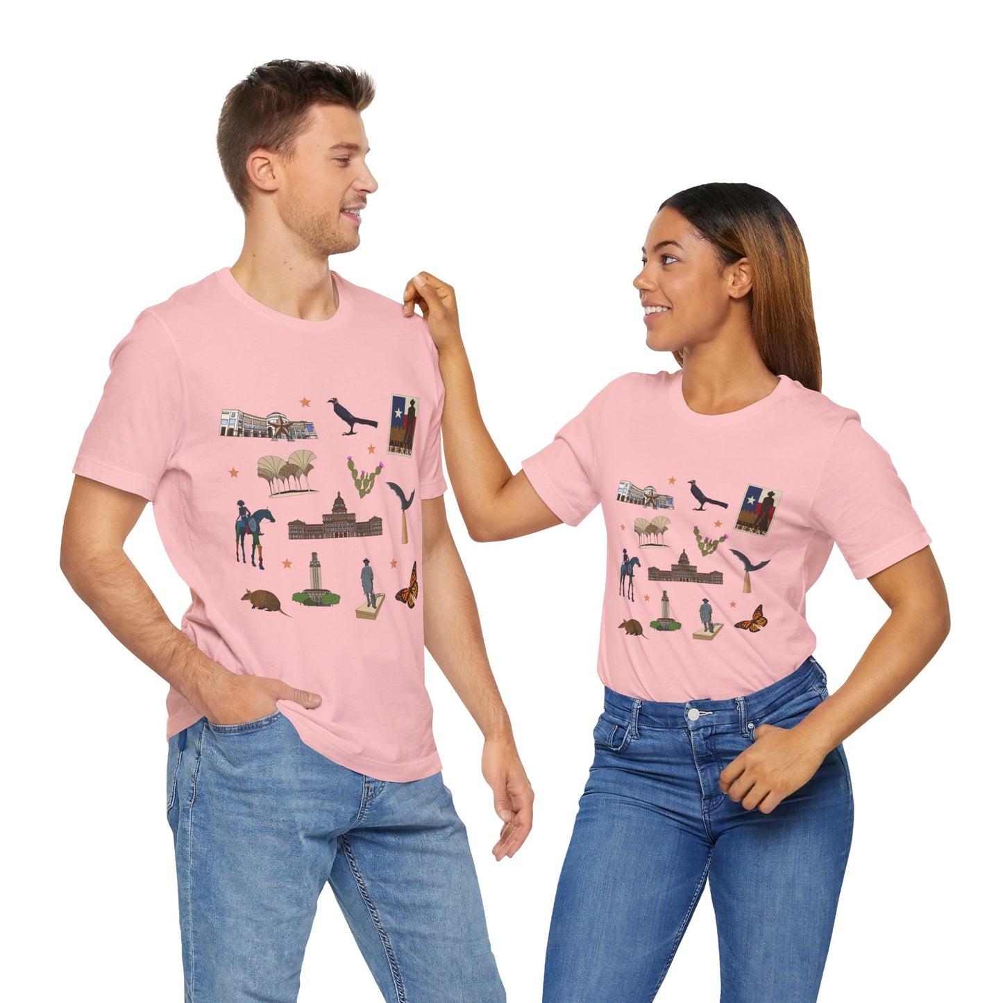 Unisex Jersey Short Sleeve Tee with Austin, Texas TX landmarks print