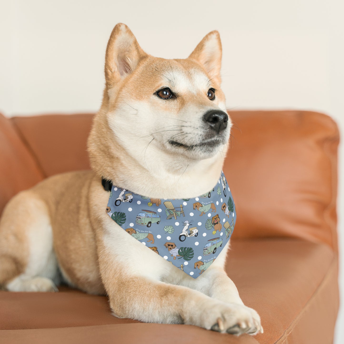 Dog bandana over-the-collar in blue