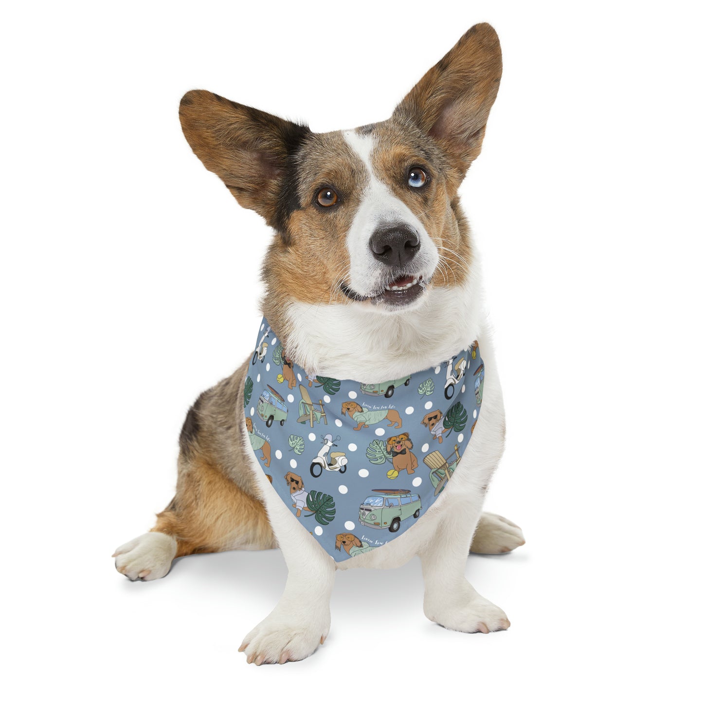Dog bandana over-the-collar in blue