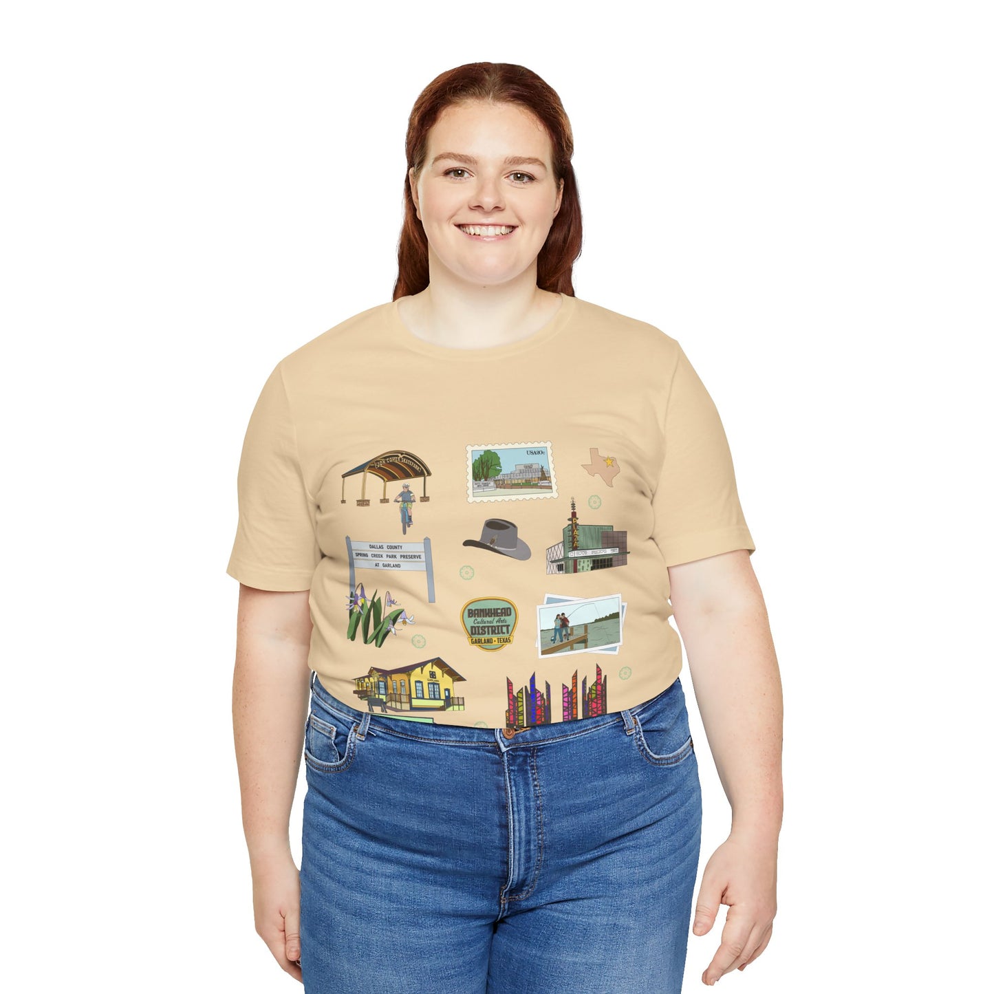 Unisex Jersey Short Sleeve Tee with Garland, Texas TX landmarks print