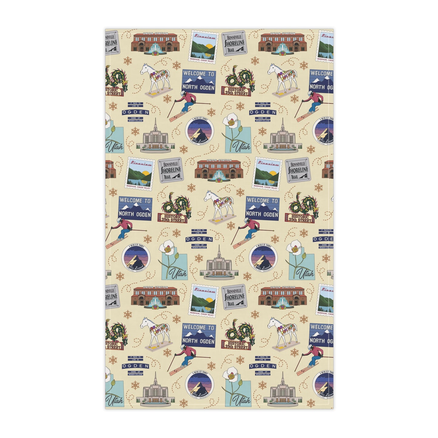 Kitchen Towel with Ogden, UT in cream