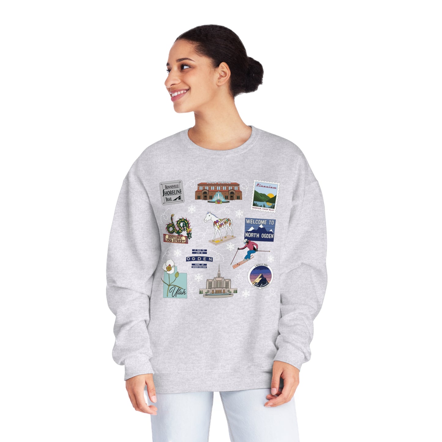 Unisex NuBlend® Crewneck Sweatshirt with Ogden, UT in assorted colors