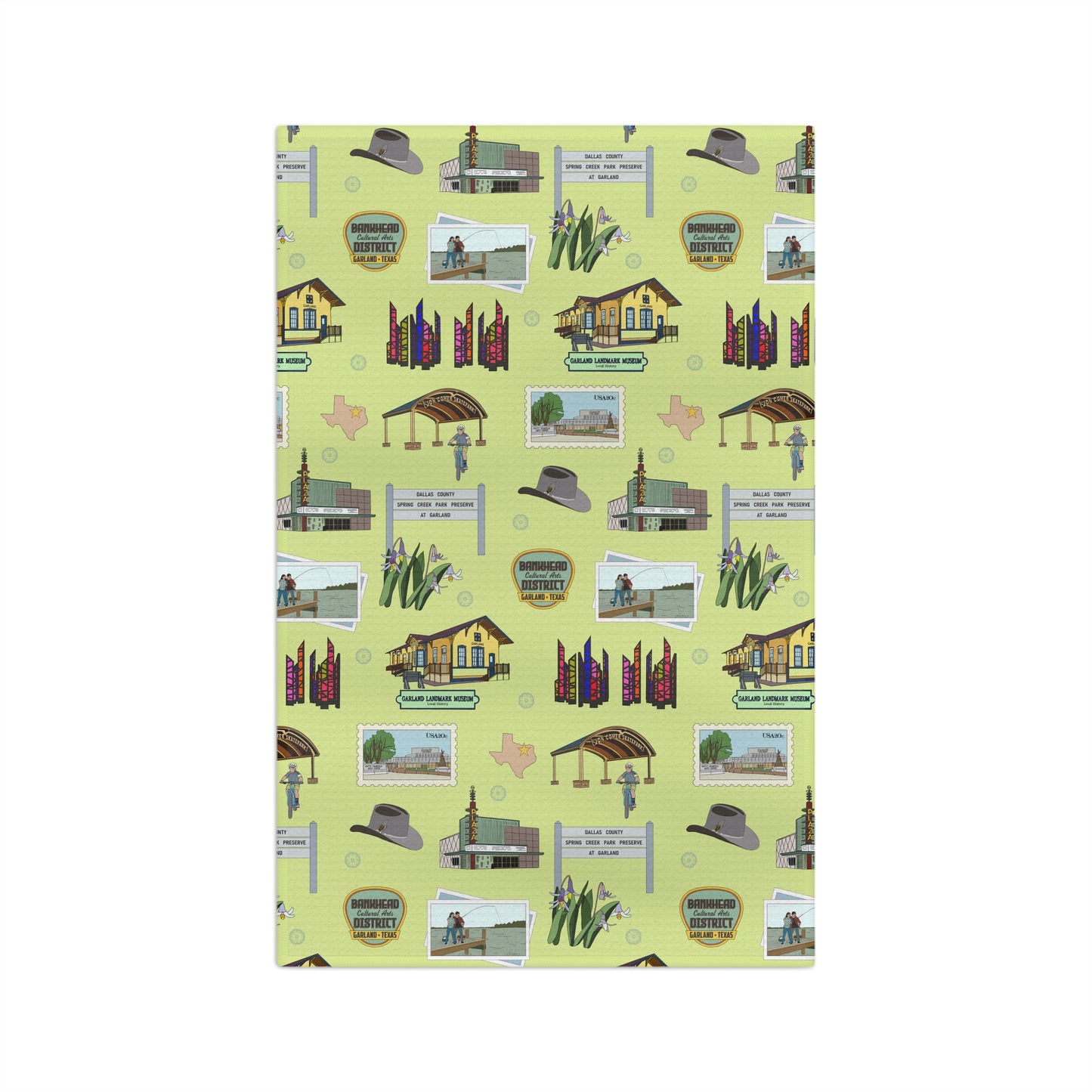 Kitchen Towel with Garland, Texas TX in avocado