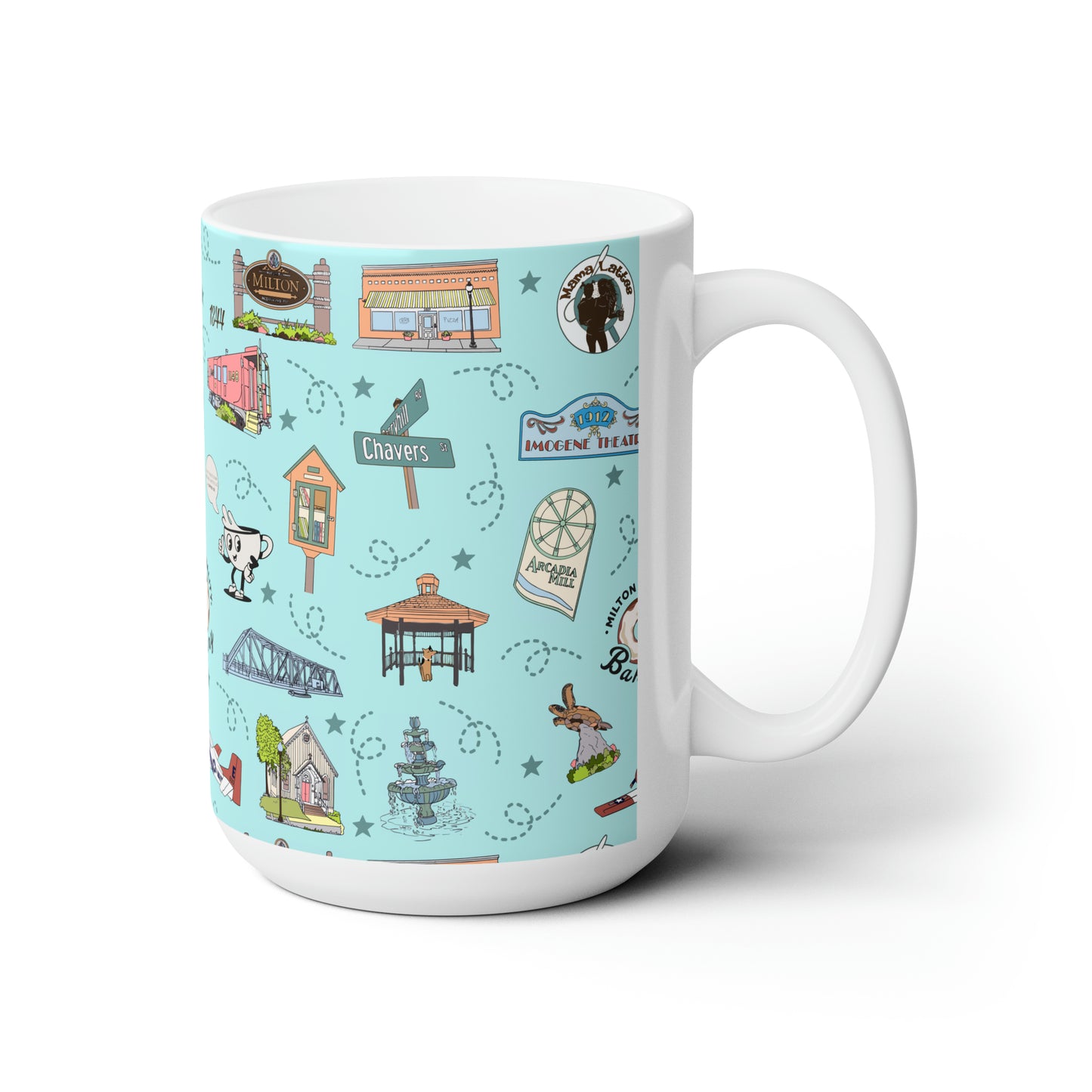 Ceramic Large Mug 15oz with Milton, FL in baby blue