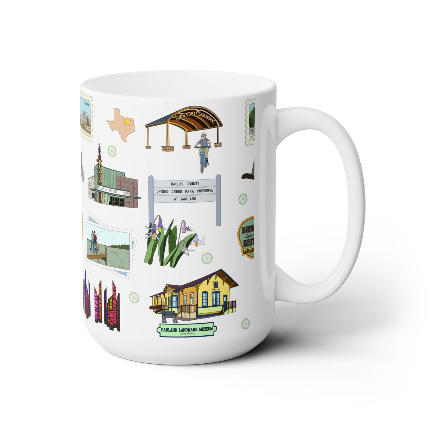 Ceramic Mug 15oz with Garland, Texas TX in white