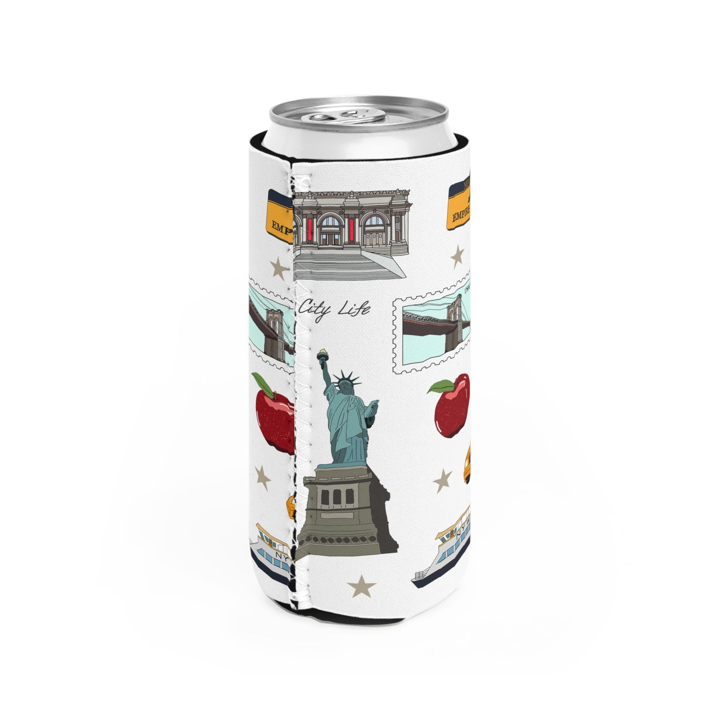 Slim Can Cooler with New York City, Manhattan, Brooklyn NY