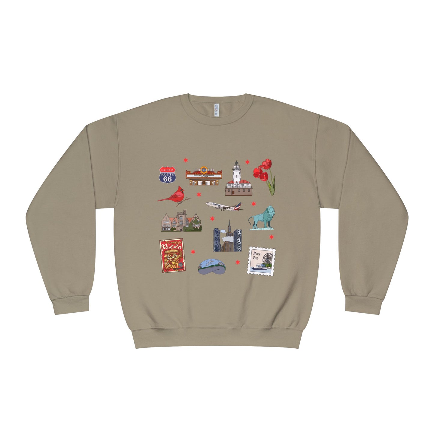 Unisex NuBlend® Crewneck Sweatshirt with Chicago, Illinois IL in assorted colors