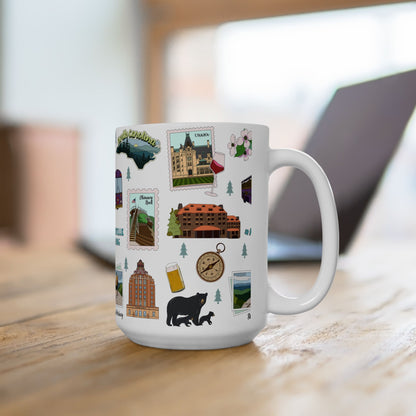 Ceramic Mug 15oz with Asheville, North Carolina NC in white