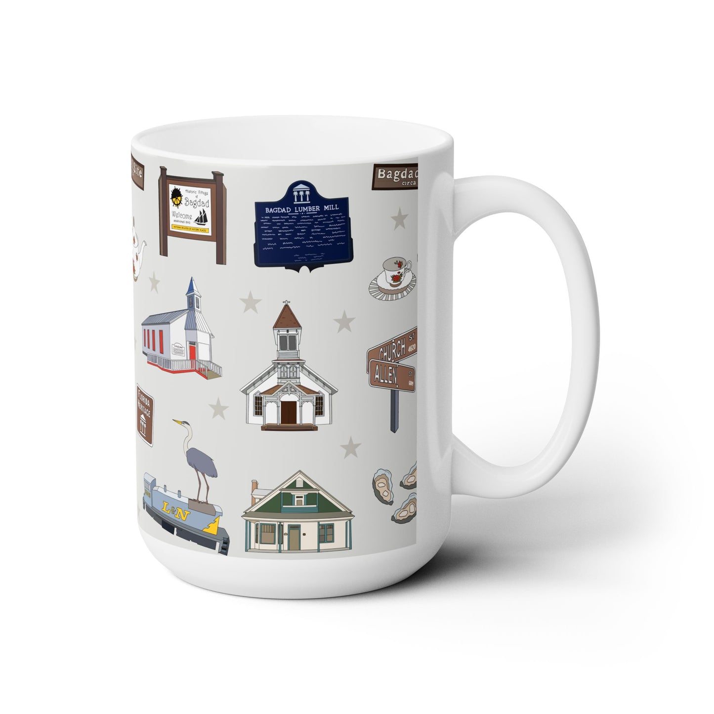 Ceramic Mug 15oz with Bagdad, Florida FL in grey