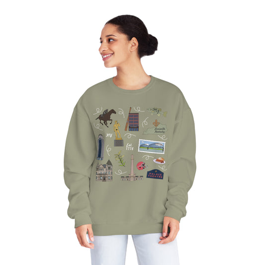 Unisex NuBlend® Crewneck Sweatshirt with Louisville, KY in assorted colors