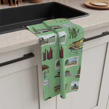 Kitchen Towel with Garland, Texas TX in lime