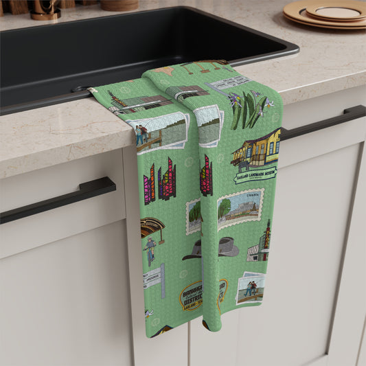 Kitchen Towel with Garland, Texas TX in lime
