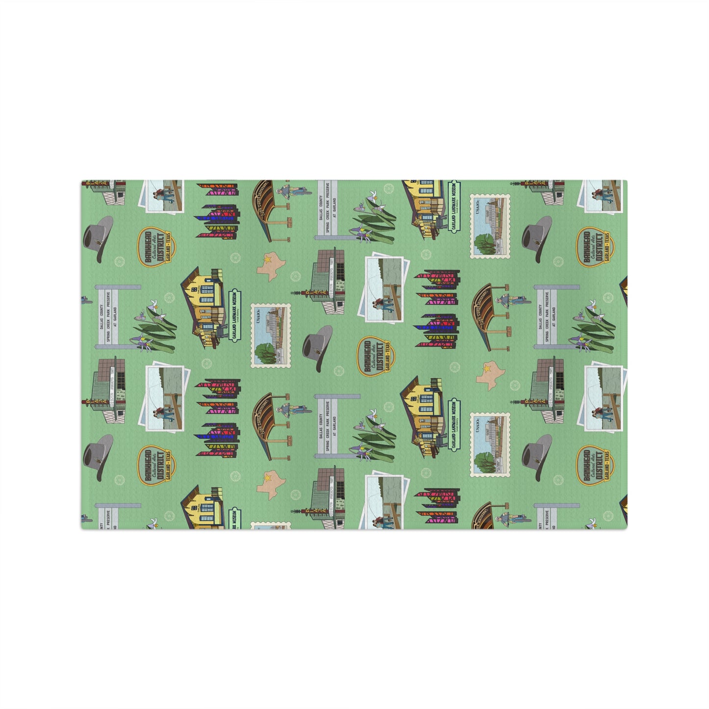 Kitchen Towel with Garland, Texas TX in lime