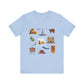 Unisex Jersey Short Sleeve Tee with Santa Fe, New Mexico NM landmarks print