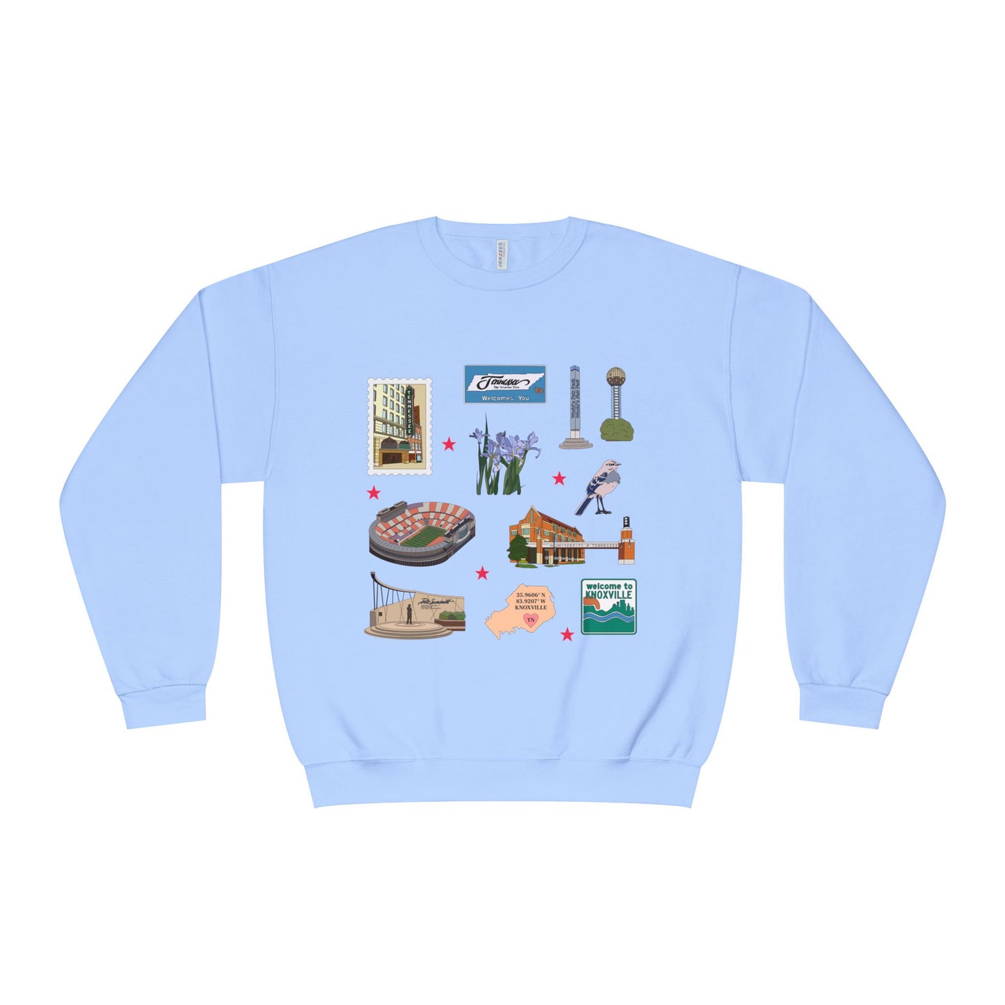 Unisex NuBlend® Crewneck Sweatshirt with Knoxville, Tennessee TN in assorted colors