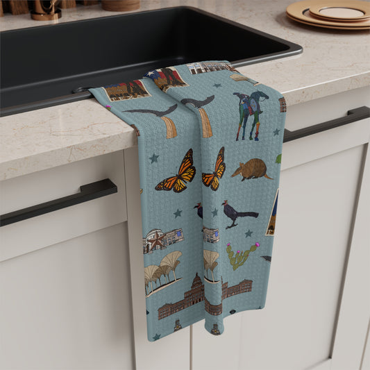 Kitchen Towel with Austin, Texas TX in mist veil