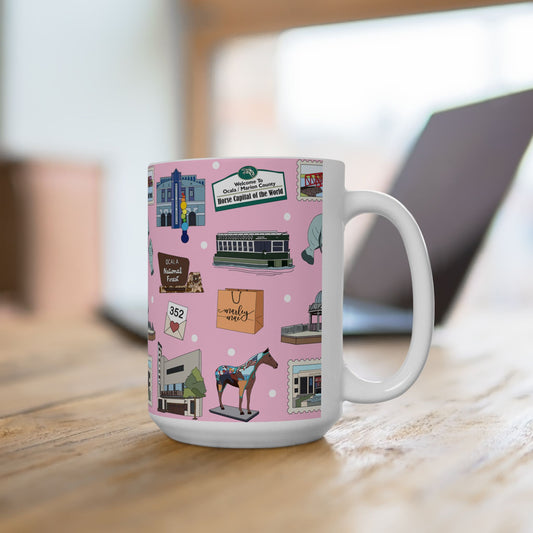 Ceramic Mug 15oz with Ocala, Florida FL in pink