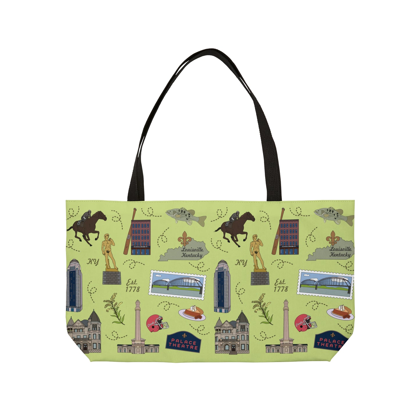 Tote Bag with Louisville, KY in lime