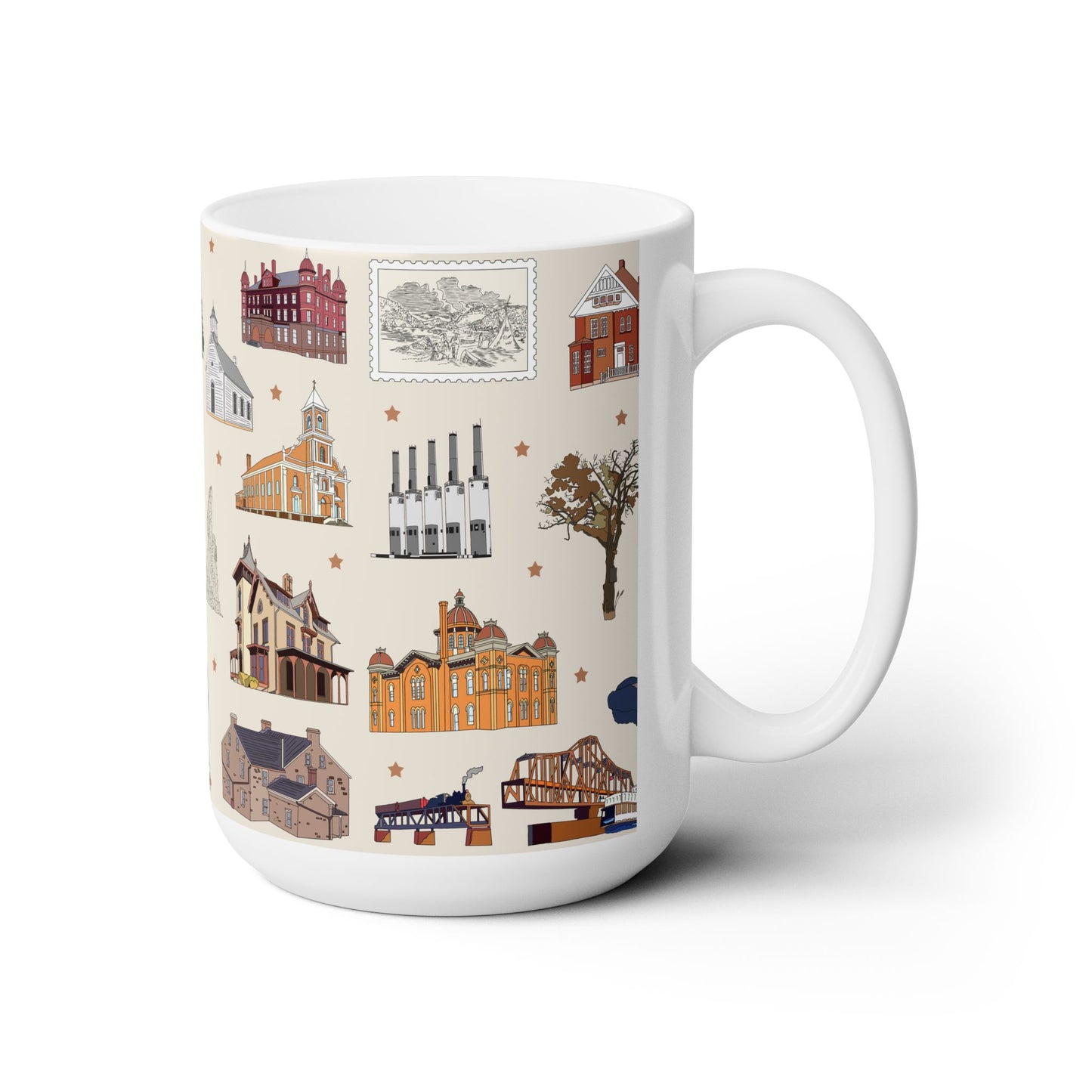 Ceramic Mug 15oz with South St. Paul, Mendota, Hastings, Hampton, Inver Grove Heights near the Minneapolis Minnesota MN in beige