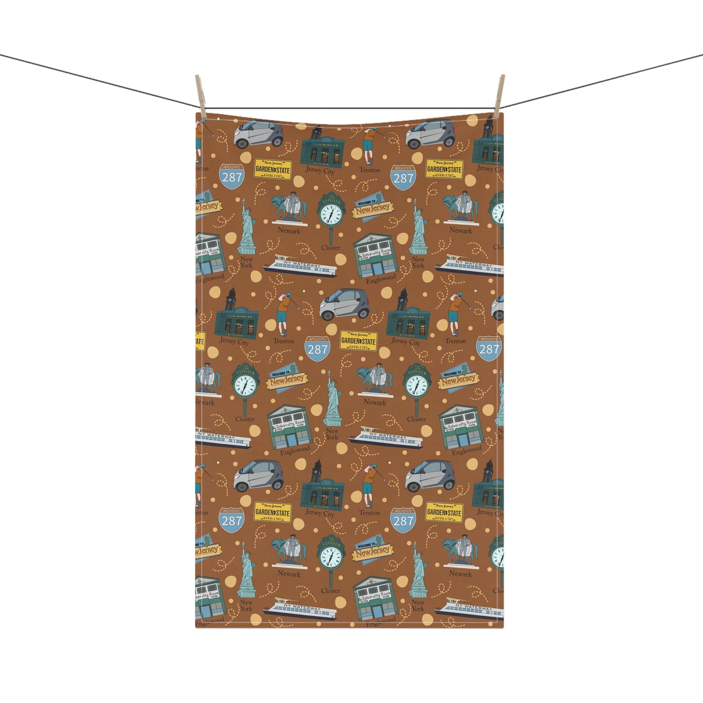 Kitchen Towel with New Jersey in brown