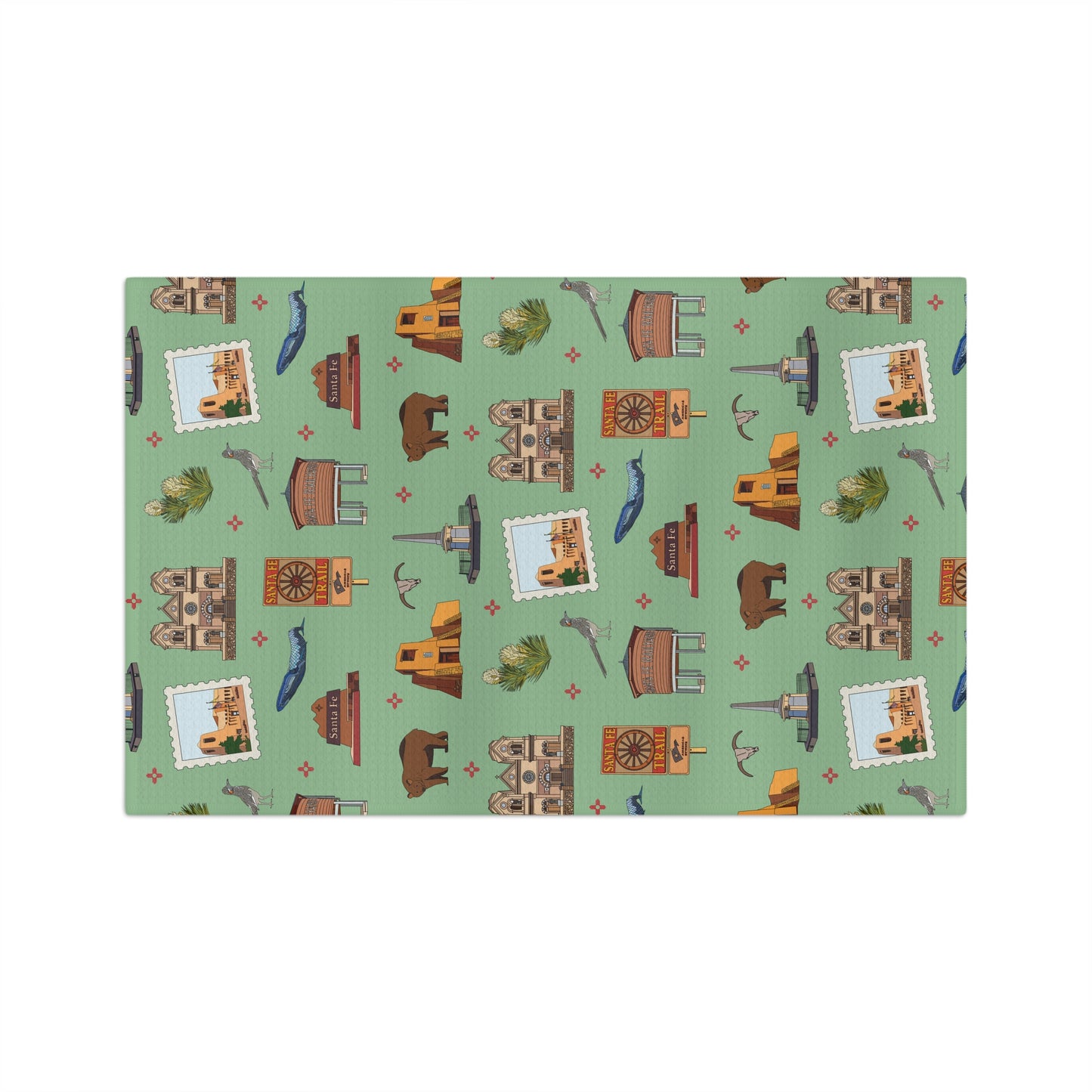 Kitchen Towel with Santa Fe, New Mexico NM in green tea