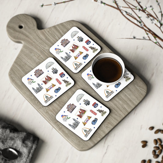 Set of 4 Ceramic Mug Coasters with St. Louis, Missouri MO