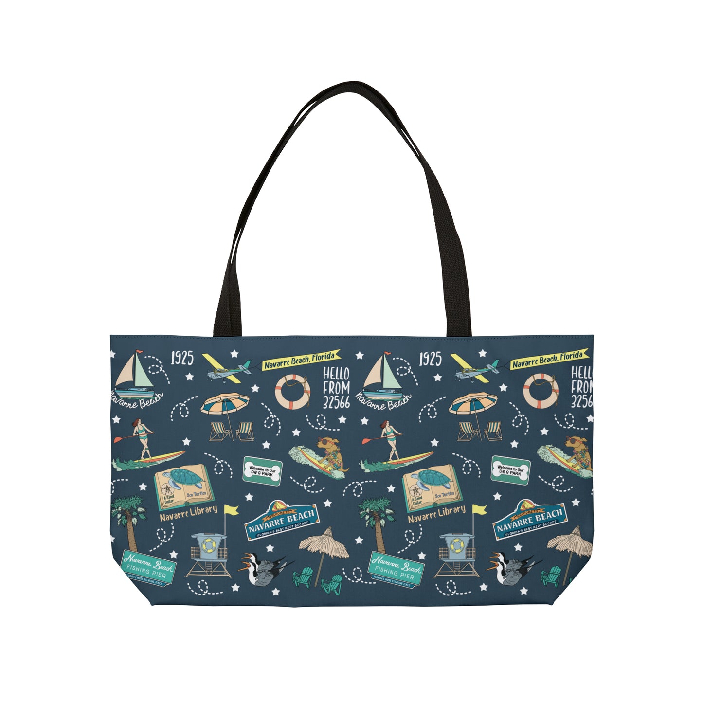 Tote Bag with Navarre Beach, FL in navy