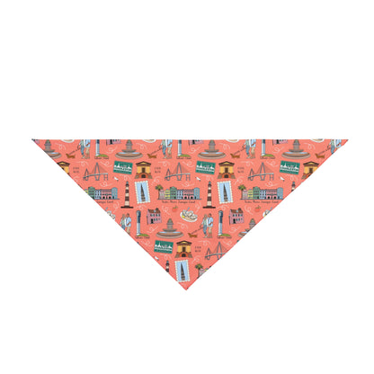 Pet Bandana with Charleston, SC in coral