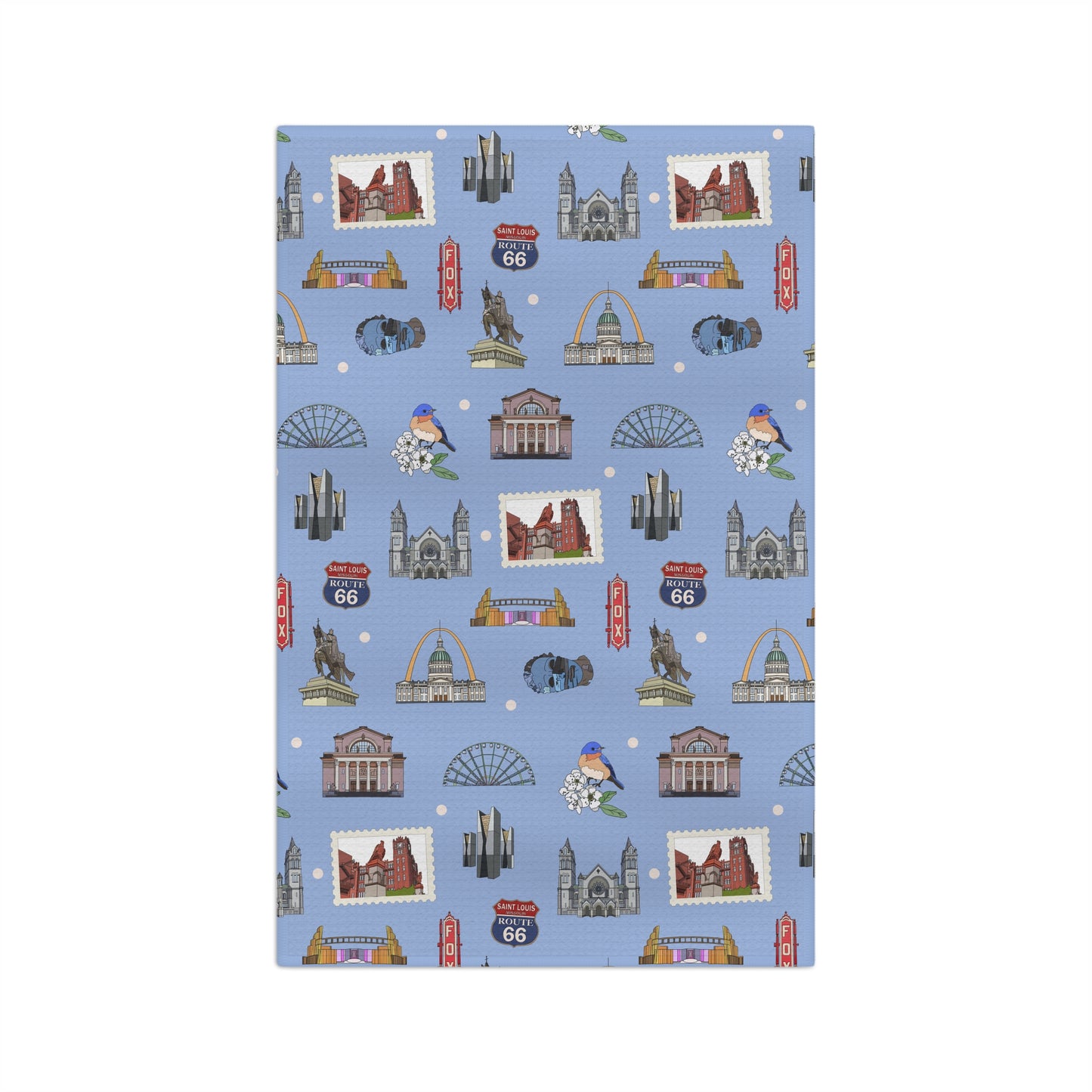 Kitchen Towel with St. Louis, Missouri MO in cornflower blue