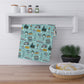 Kitchen Towel with New Jersey in light teal