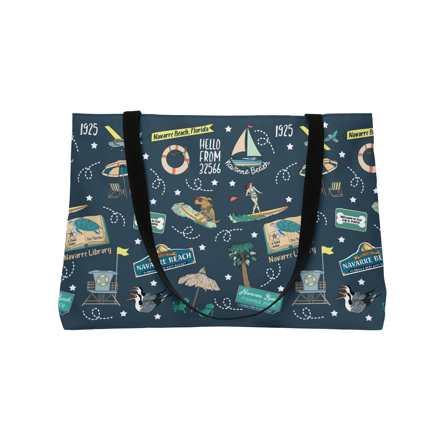 Tote Bag with Navarre Beach, FL in navy