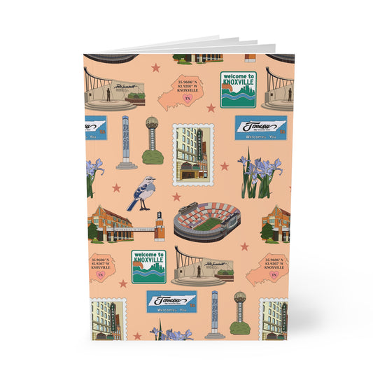 Paperback notebook with Knoxville, Tennessee TN landmarks in peach 150 lined pages
