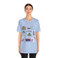 Unisex Jersey Short Sleeve Tee with Janesville, Wisconsin WI landmarks print