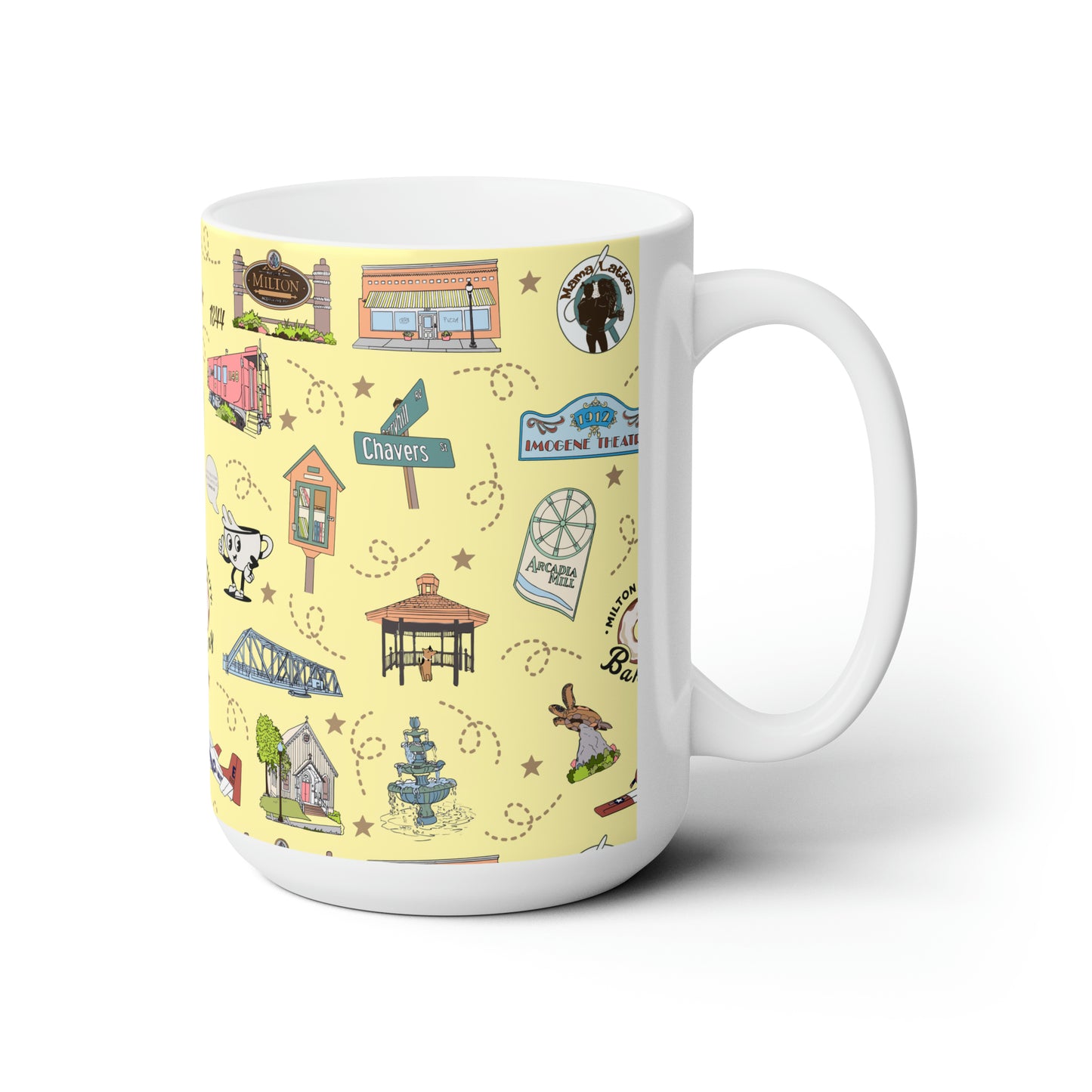 Ceramic Large Mug 15oz with Milton, FL in soft yellow