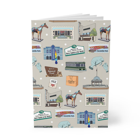 Paperback notebook with Ocala, Florida FL landmarks in grey 150 lined pages