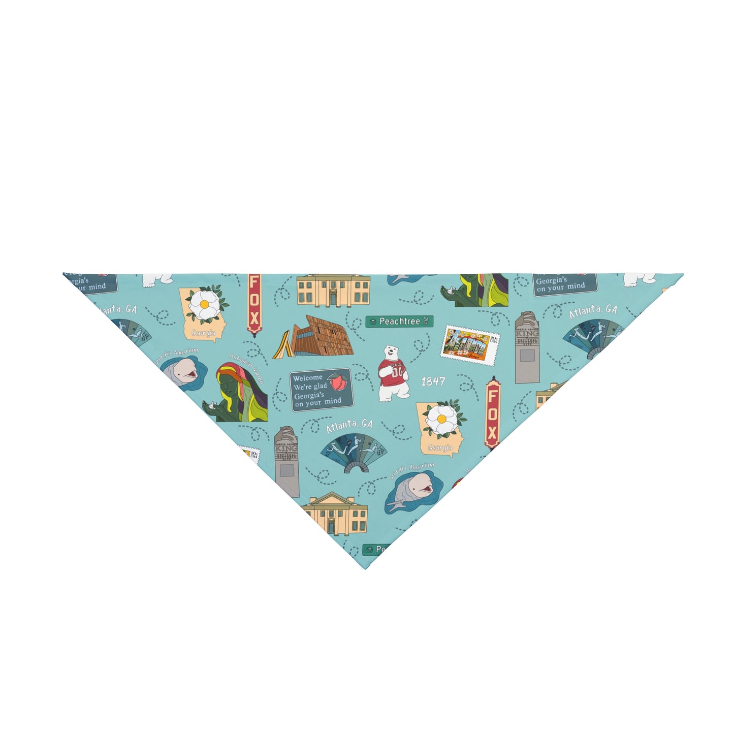 Pet Bandana with Atlanta, GA in turquoise