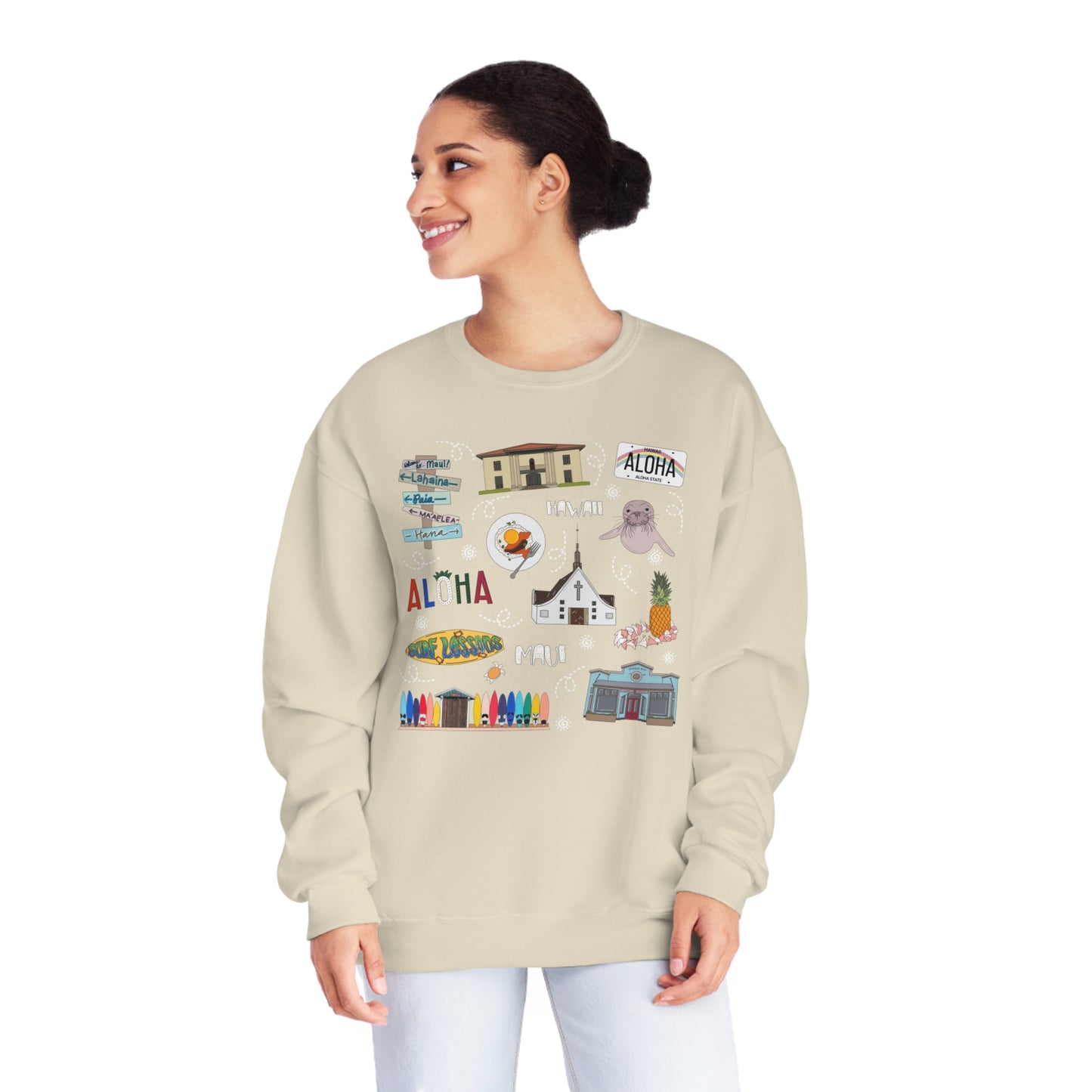 Unisex NuBlend® Crewneck Sweatshirt with Maui, HI in assorted colors