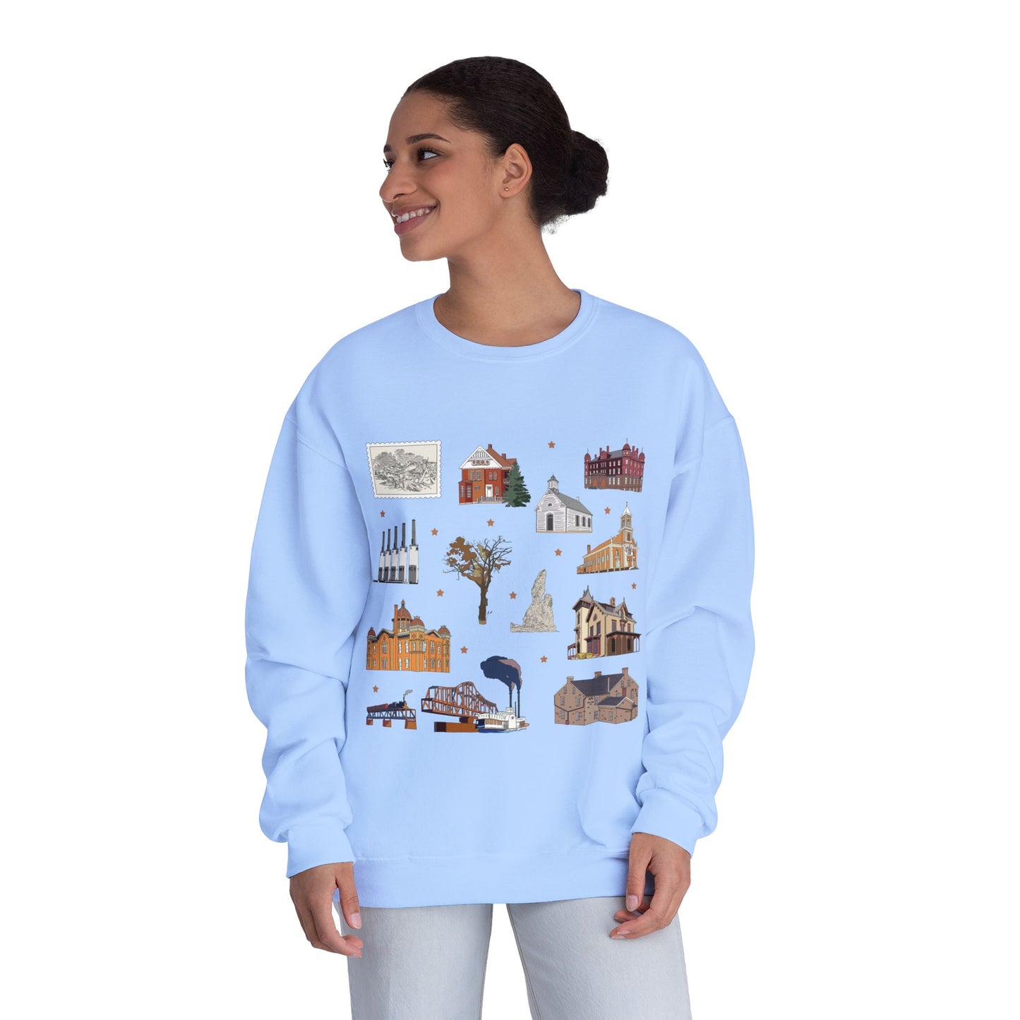 Unisex NuBlend® Crewneck Sweatshirt with South St. Paul, Mendota, Hastings, Hampton, Inver Grove Heights near the Minneapolis Minnesota MN in assorted colors