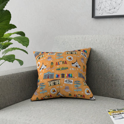 Broadcloth Pillow with Maui, HI in orange