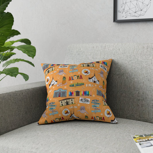 Broadcloth Pillow with Maui, HI in orange