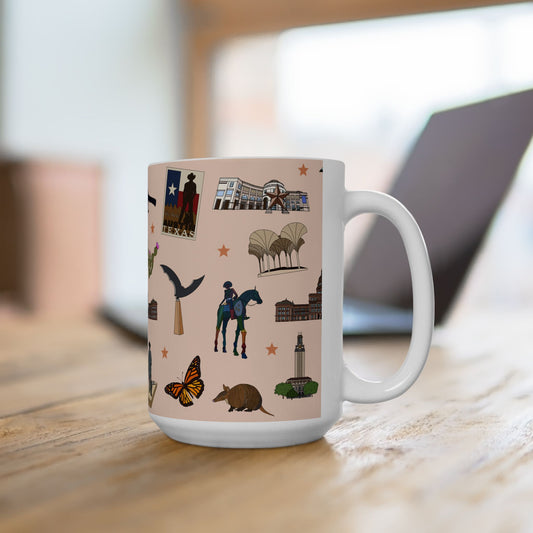 Ceramic Mug 15oz with Austin, Texas TX in sand