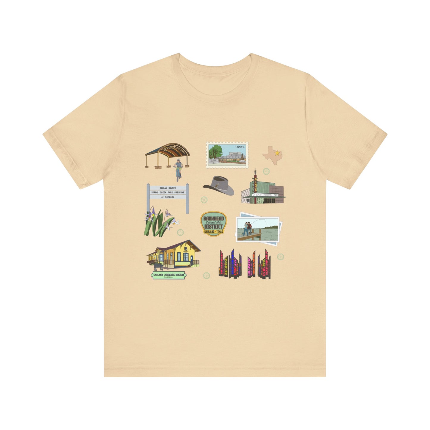 Unisex Jersey Short Sleeve Tee with Garland, Texas TX landmarks print