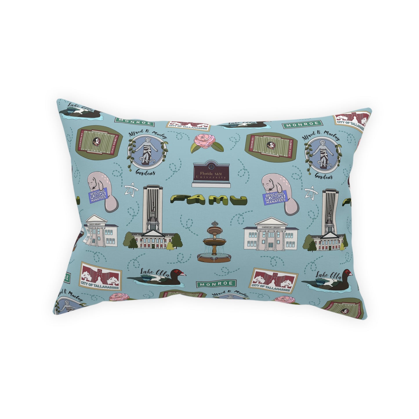 Broadcloth Pillow with Tallahassee, FL in blue