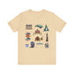 Unisex Jersey Short Sleeve Tee with Charlotte, North Carolina NC landmarks print
