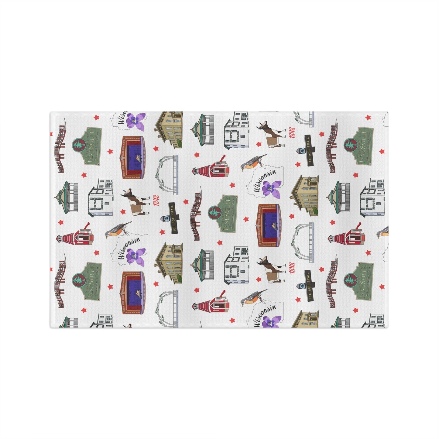 Kitchen Towel with Janesville, Wisconsin WI in white