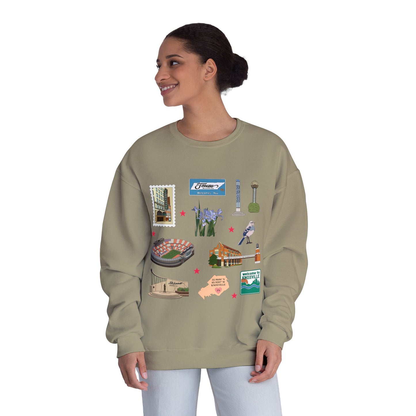Unisex NuBlend® Crewneck Sweatshirt with Knoxville, Tennessee TN in assorted colors