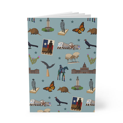 Paperback notebook with Austin, Texas TX landmarks in mist veil 150 lined pages