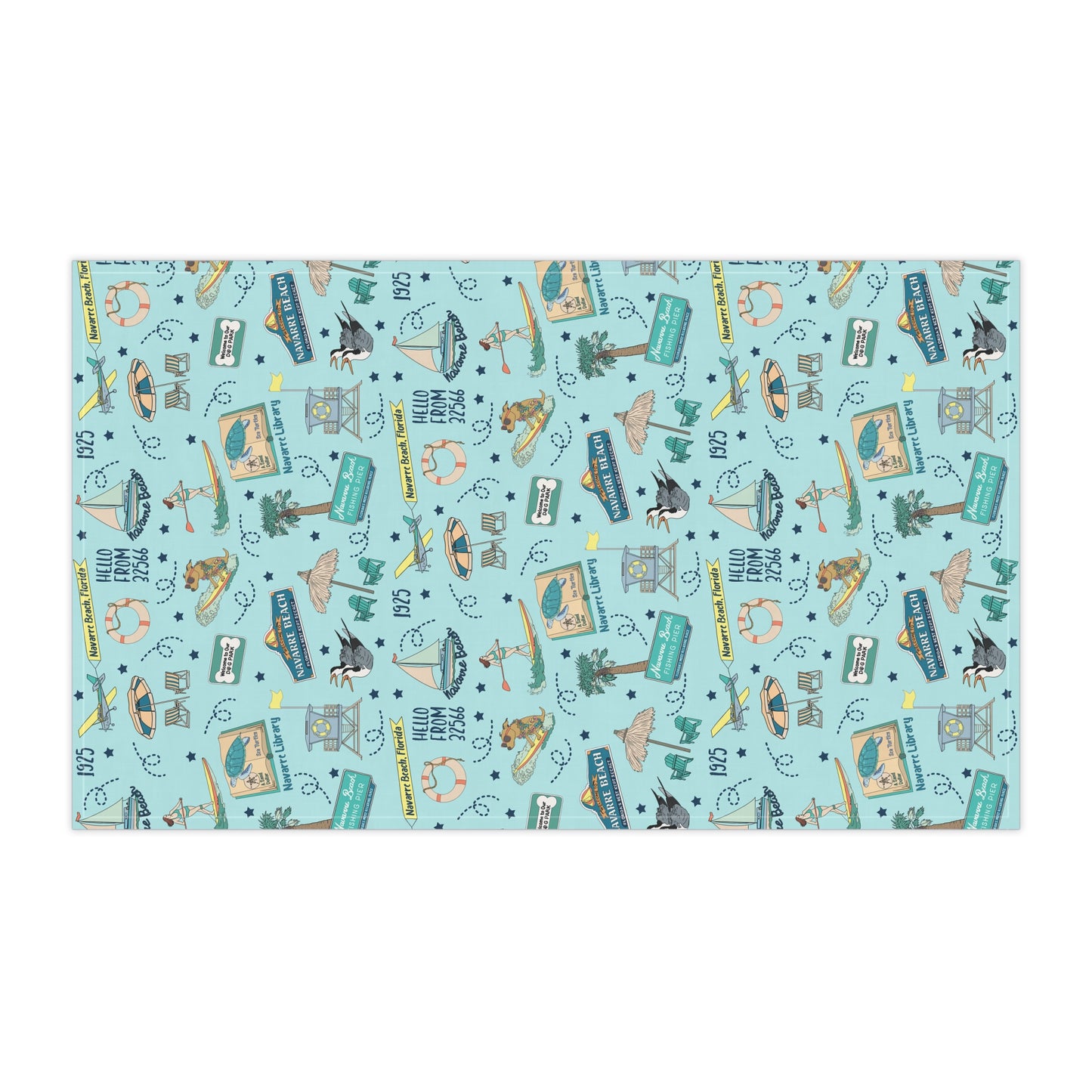 Kitchen Towel with Navarre Beach, FL in sky blue