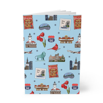 Paperback notebook with Chicago, Illinois IL landmarks in sky 150 lined pages