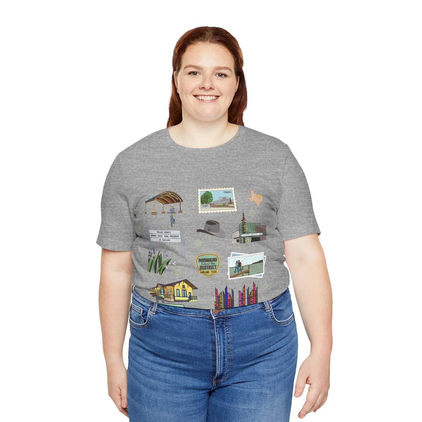 Unisex Jersey Short Sleeve Tee with Garland, Texas TX landmarks print